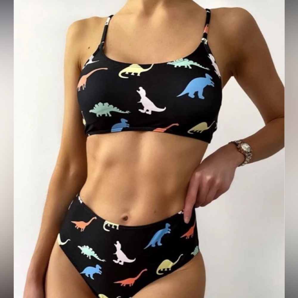 womens dino print bikini NWT